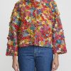 Péro Jackets | Crochet & Beaded Mille Fleur Jacket In Red & Yellow Multicolor