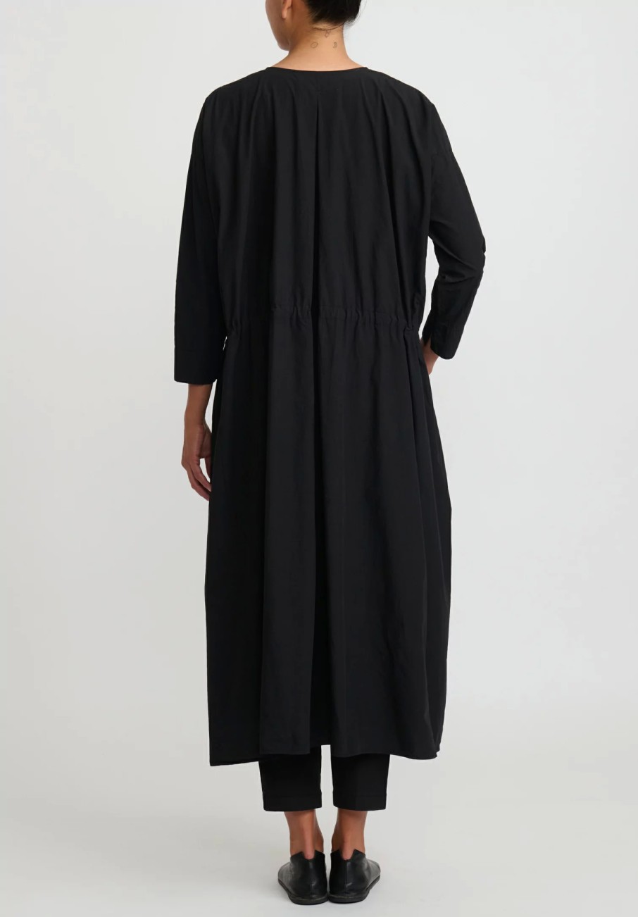 Kaval Dresses | Sea Island Typewriter Cotton Button Front Open Dress In Black