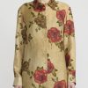 Uma Wang Shirts & Blouses | Rose Print ''Tyesha'' Shirt In Tan & Red