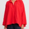 Daniela Gregis Tops | Washed Cotton Spicchi Colletto Top In Rosso Red