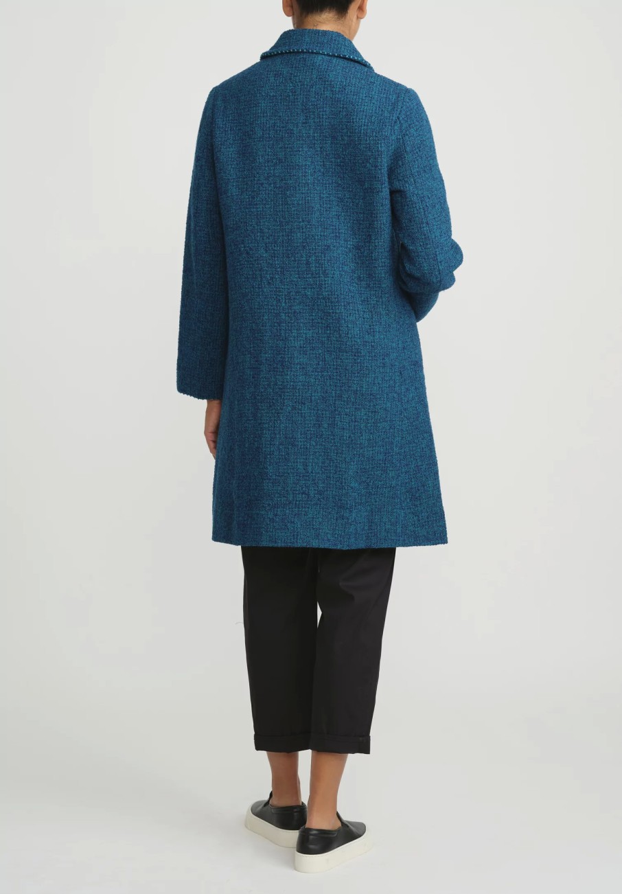 Péro Coats & Dusters | Wool Double Breasted Coat In Green & Blue