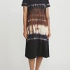 Gilda Midani Dresses | Pattern Dyed Short Sleeve Maria Dress In Chocolate Brown Row