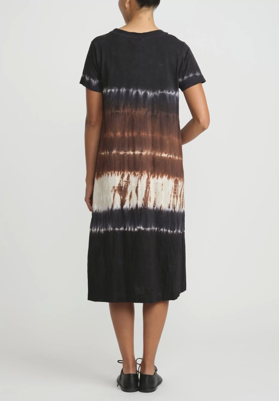 Gilda Midani Dresses | Pattern Dyed Short Sleeve Maria Dress In Chocolate Brown Row