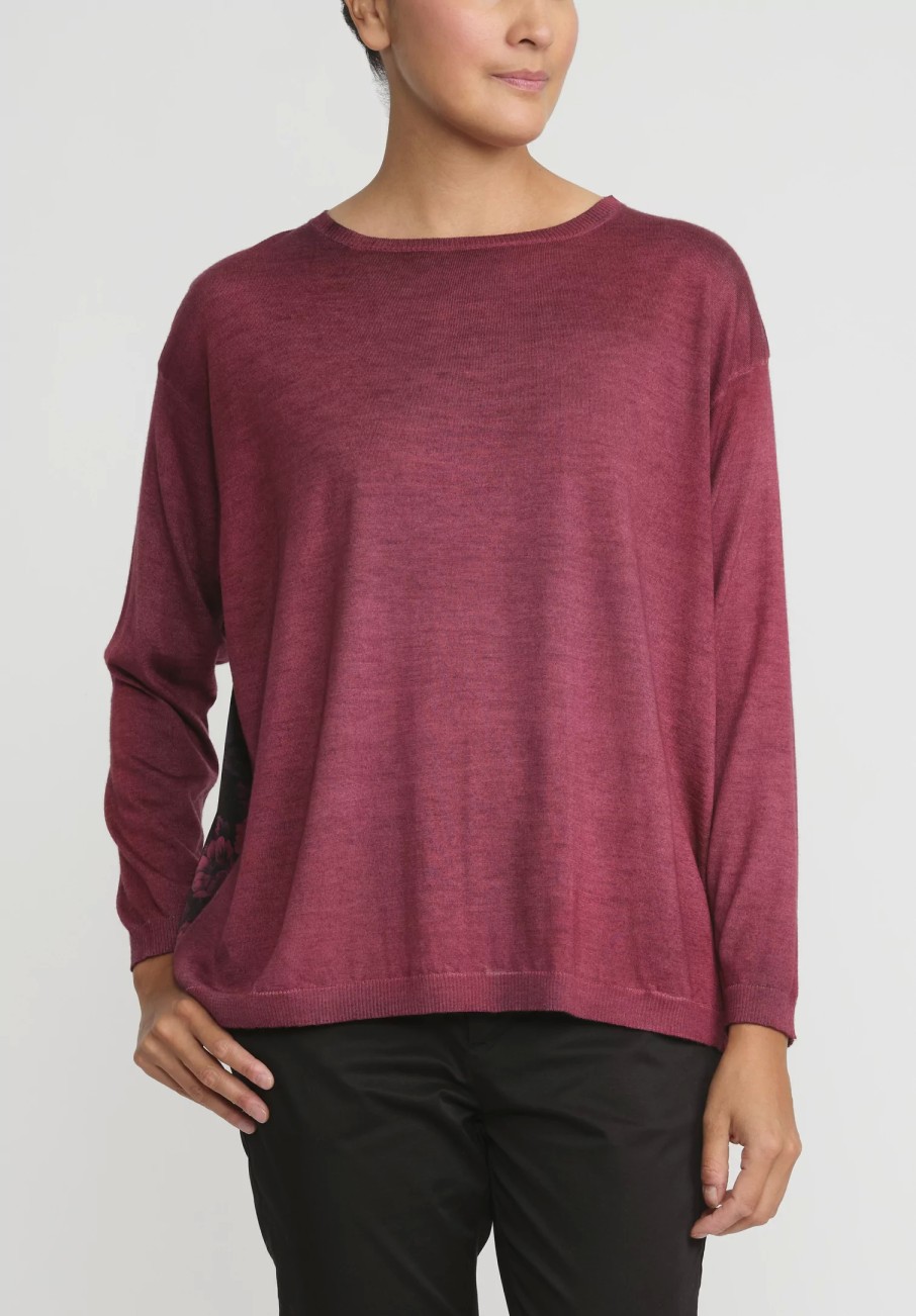 Avant Toi Tops | Hand-Painted Maglia Barchetta Sweater With Silk Back In Nero Wine Red