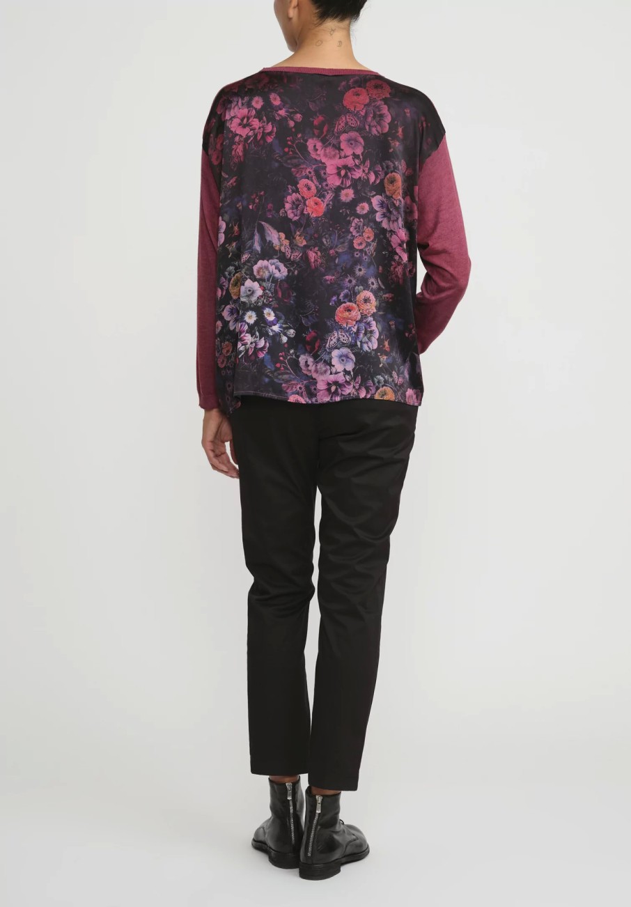 Avant Toi Tops | Hand-Painted Maglia Barchetta Sweater With Silk Back In Nero Wine Red