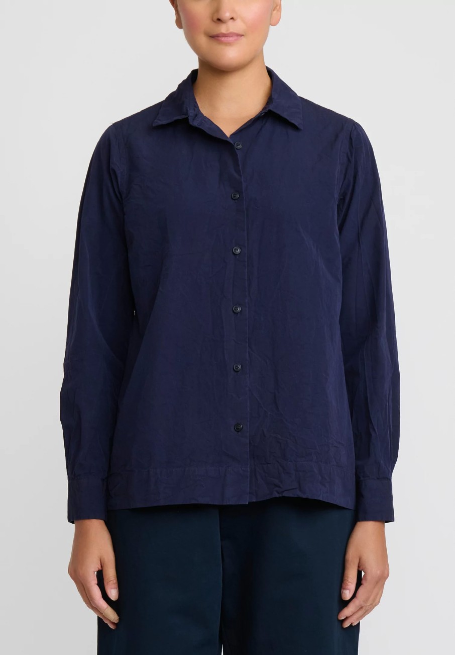 Casey Casey Shirts & Blouses | Paper Cotton Chloe Shirt In Navy Blue