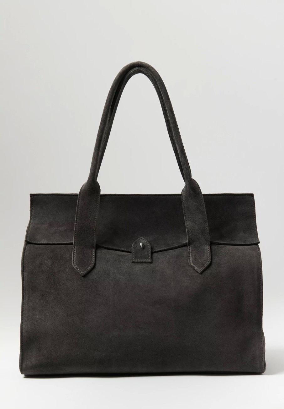 Corîu Handbags | Suede Large Bitta Bag In Grey