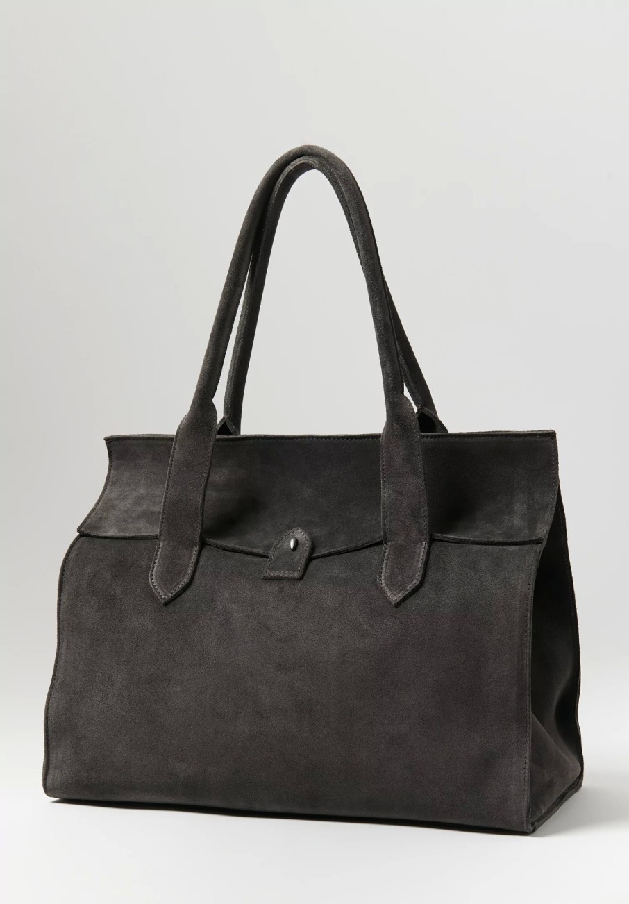 Corîu Handbags | Suede Large Bitta Bag In Grey