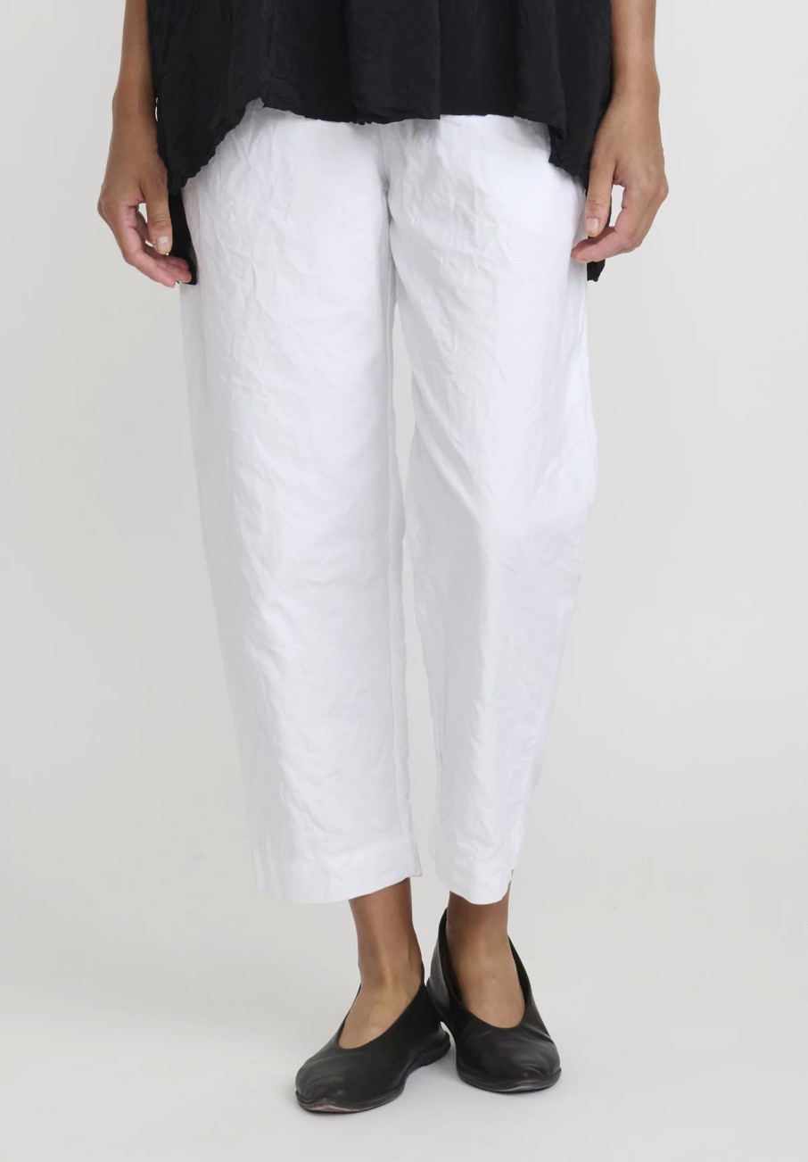 Daniela Gregis Pants | Washed Cotton Twill Sigaretta Elastico Pants In Bianco White