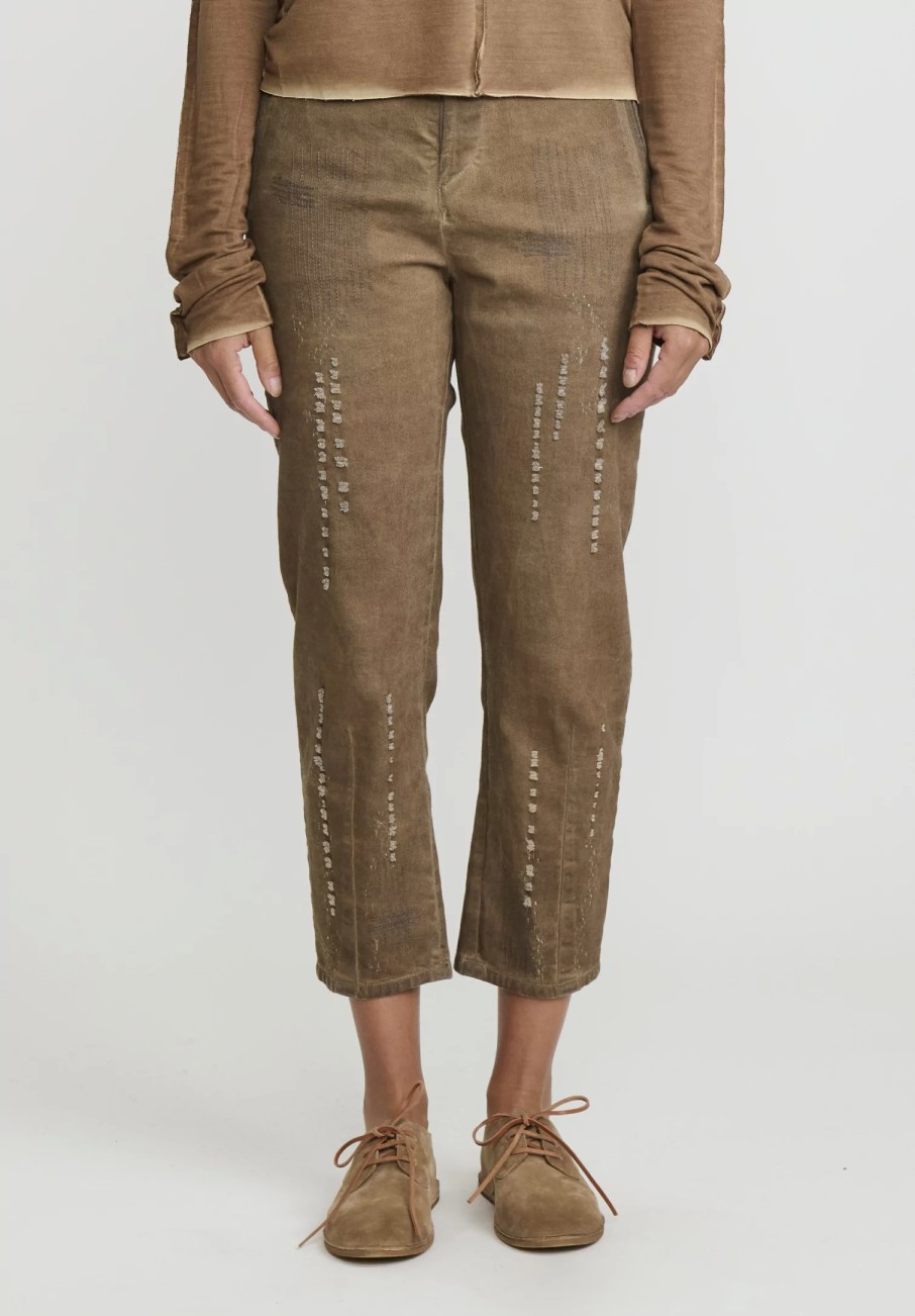 Umit Unal Pants | Garment Dyed Cotton Slim Pants In Brown