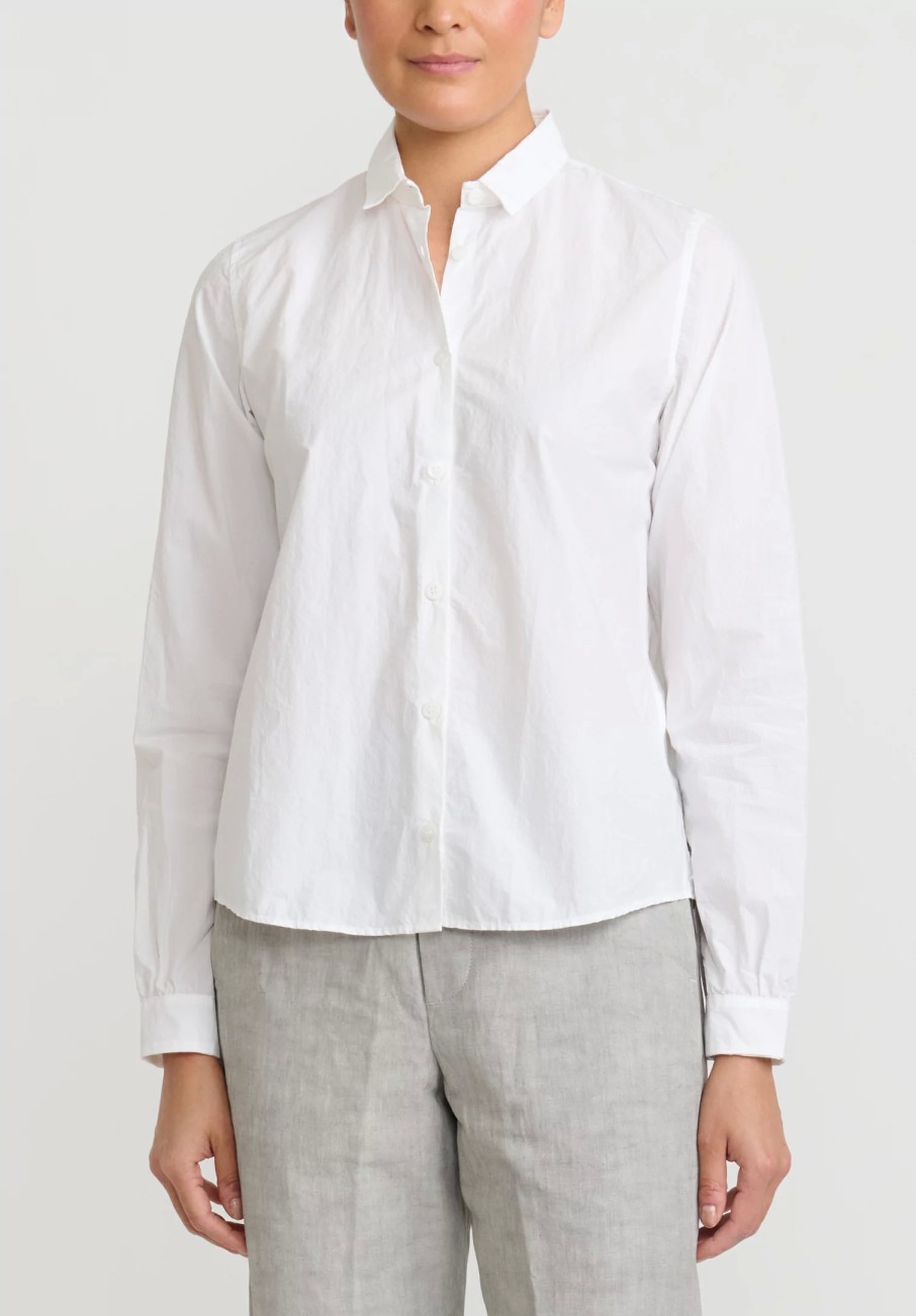 Bergfabel Shirts & Blouses | Washed Cotton Poplin Short ''Tyrol'' Shirt In White