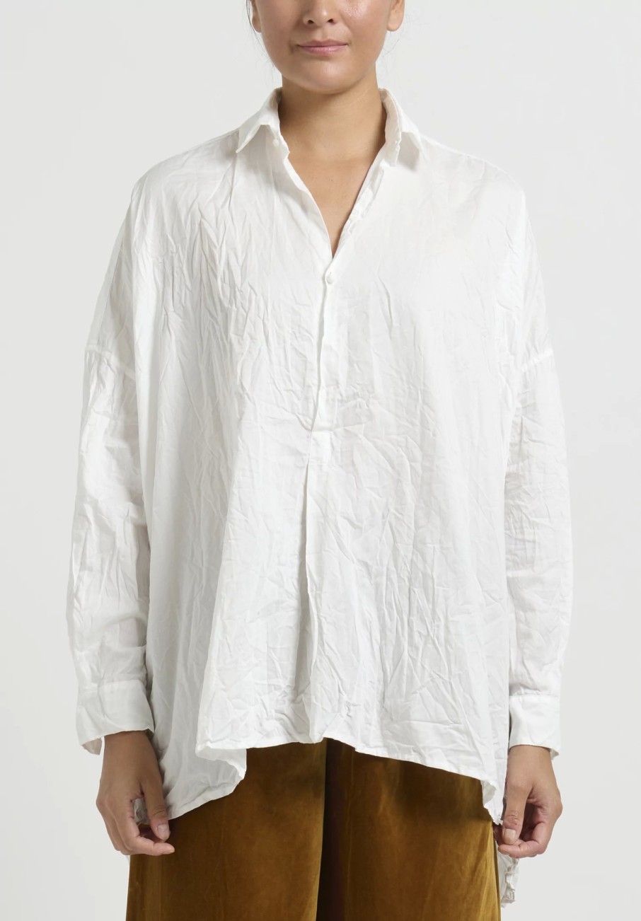 Daniela Gregis Shirts & Blouses | Crinkled Cotton ''More Jeroni'' Shirt In Bianco White