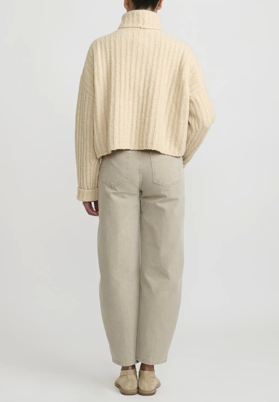 Lauren Manoogian Knitwear | Merino Wool Plush Rib Turtleneck Sweater In Alabaster White