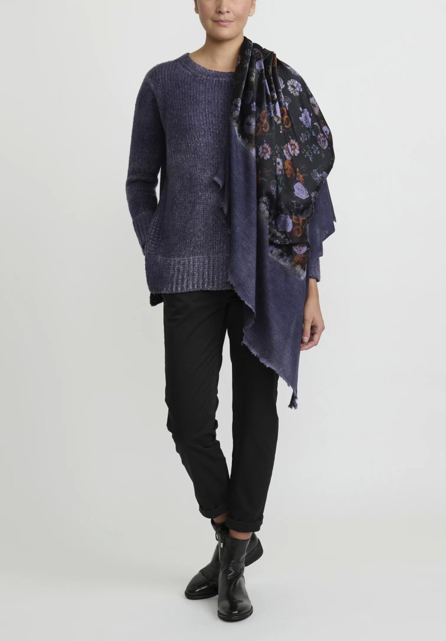 Avant Toi Knitwear | Hand-Painted Side Slit Sweater In Nero Prune Purple