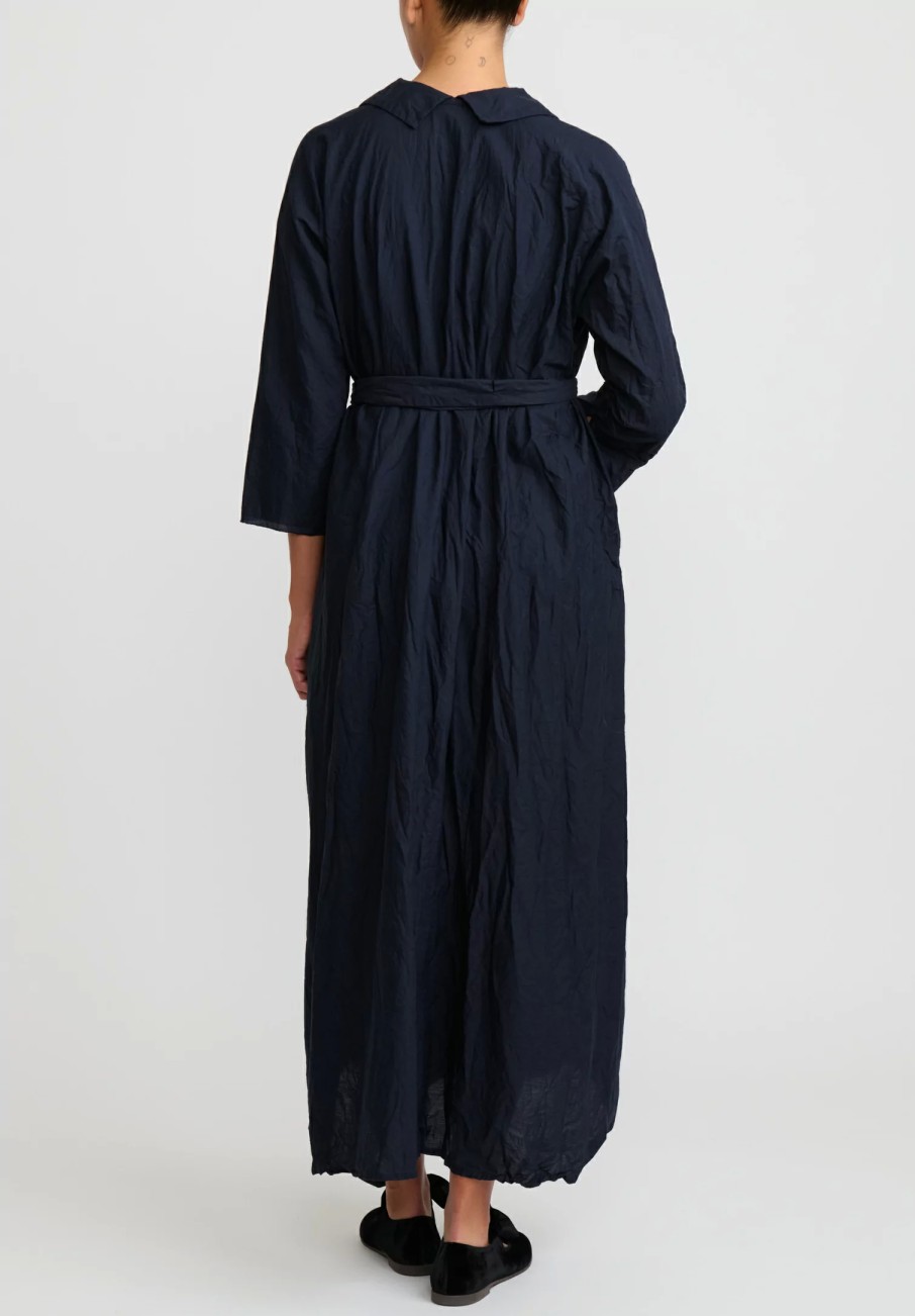 Daniela Gregis Dresses | Washed Lightweight Cotton Abito Spicchi Colletto Dress In Blue Operaio