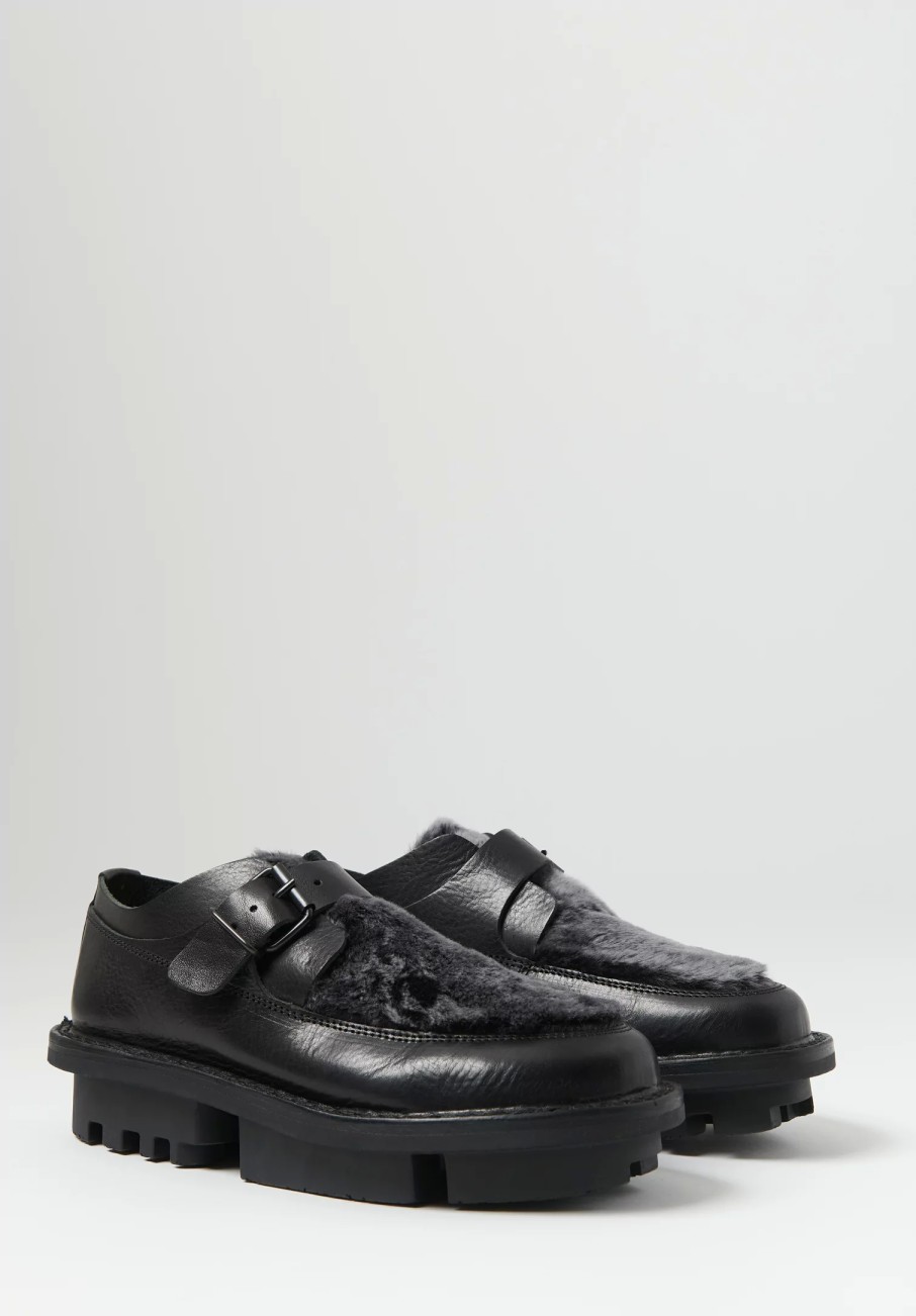 Trippen Shoes | Sheepskin & Leather Transform Shoe In Black