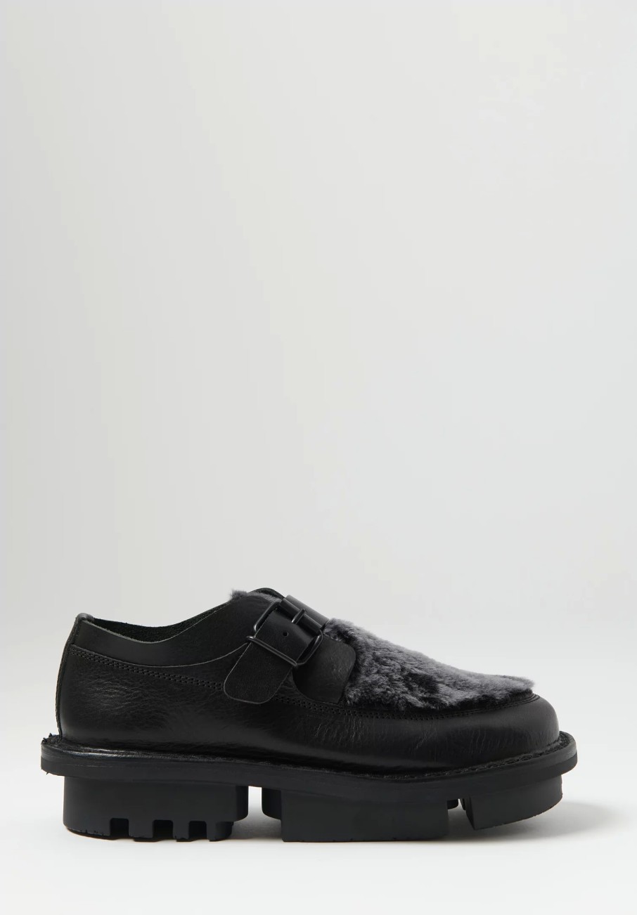 Trippen Shoes | Sheepskin & Leather Transform Shoe In Black