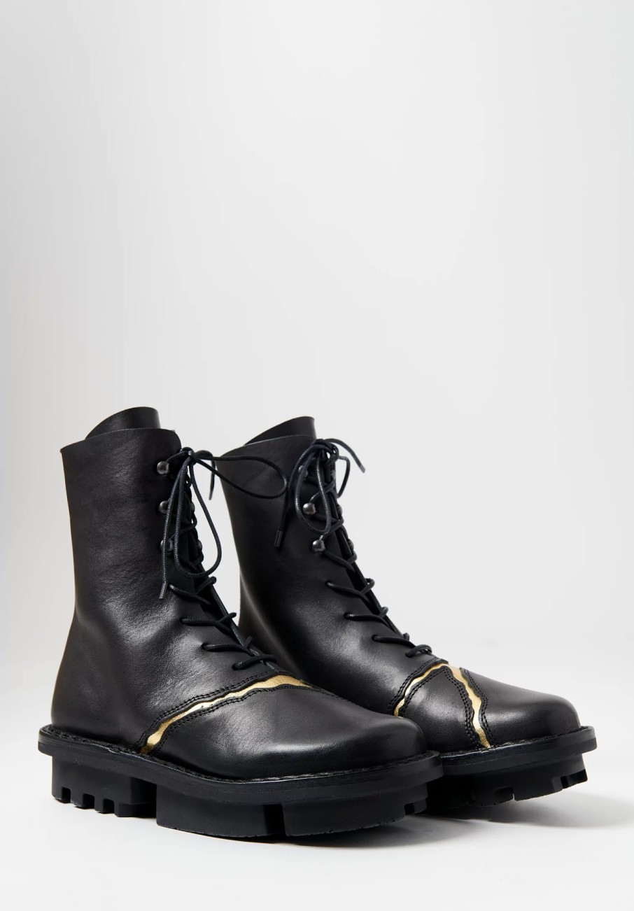 Trippen Boots | Lace Up Kintsugi Boot In Black & Gold