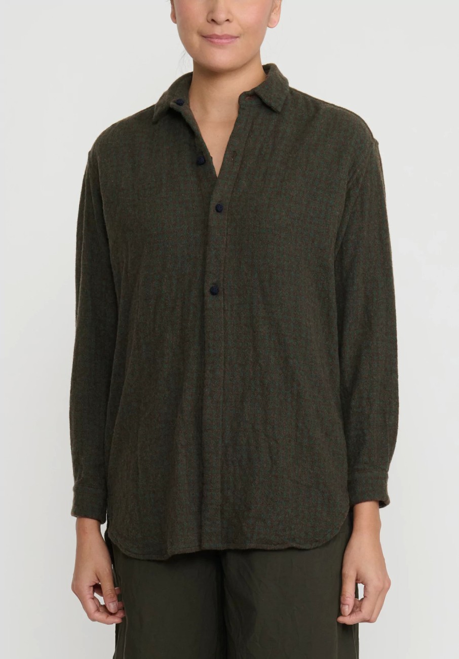 Daniela Gregis Shirts & Blouses | Cashmere ''Uomo'' Media Jeroni Shirt In Tartaruga Green Check