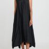 Kaval Dresses | Khadi Silk And Linen Sleeveless A-Line Dress In Black