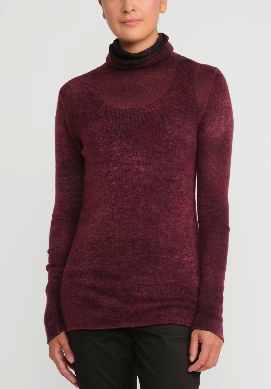 Avant Toi Knitwear | Cashmere Garza Turtleneck Sweater In Nero Wine Red