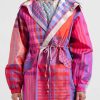 Péro Decorative Coats | Checkered Hooded Jacket In Pink, Red & Blue