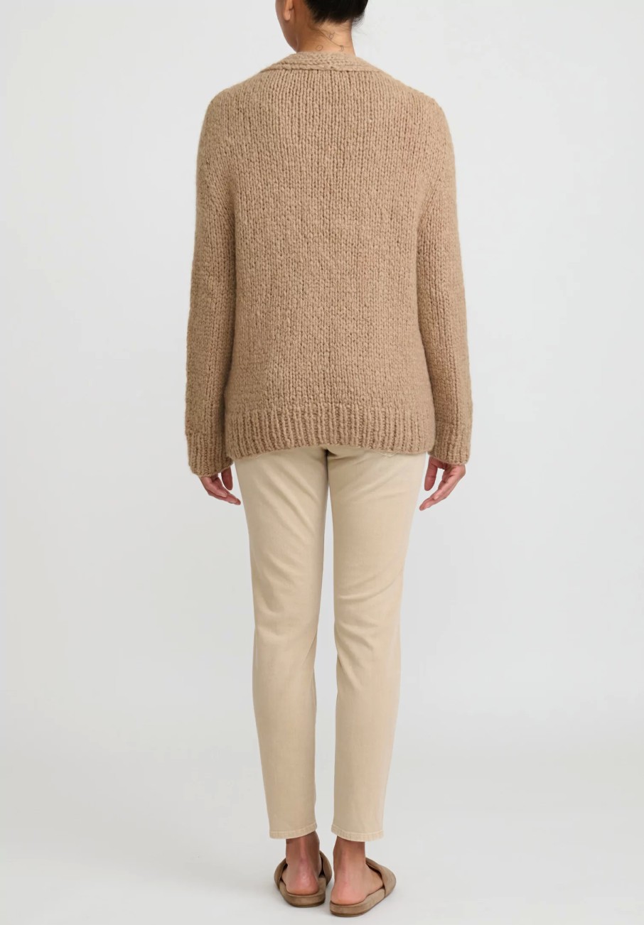 Wommelsdorff Knitwear | Hand Knit Cashmere & Silk Luna Cardigan In Caramel Camel Brown