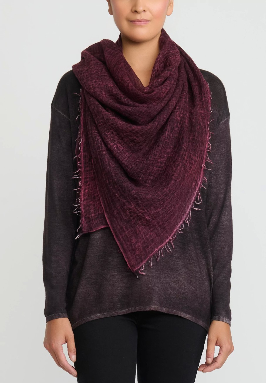 Avant Toi Scarves & Shawls | Hand-Painted Cashmere Stola Scarf In Nero Wine Red