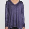 Avant Toi Knitwear | Hand-Painted Cashmere & Silk V-Neck Sweater In Nero Prune Purple