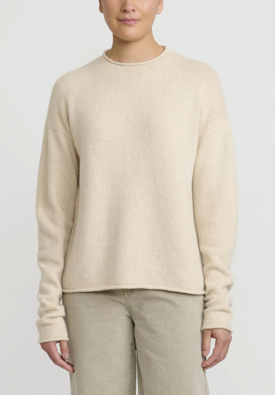 Lauren Manoogian Knitwear | Super Baby Alpaca And Cashmere Crewneck Sweater In Alabaster White