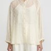 Péro Shirts & Blouses | Cotton And Silk Beaded Daisy Shirt In Ivory