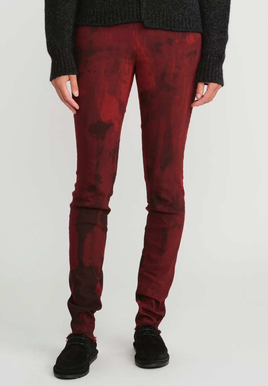 Masnada Pants | Stretch Skinny Leg Pants In Deep Red