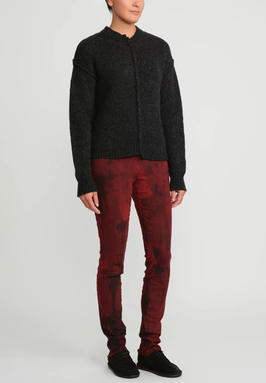 Masnada Pants | Stretch Skinny Leg Pants In Deep Red