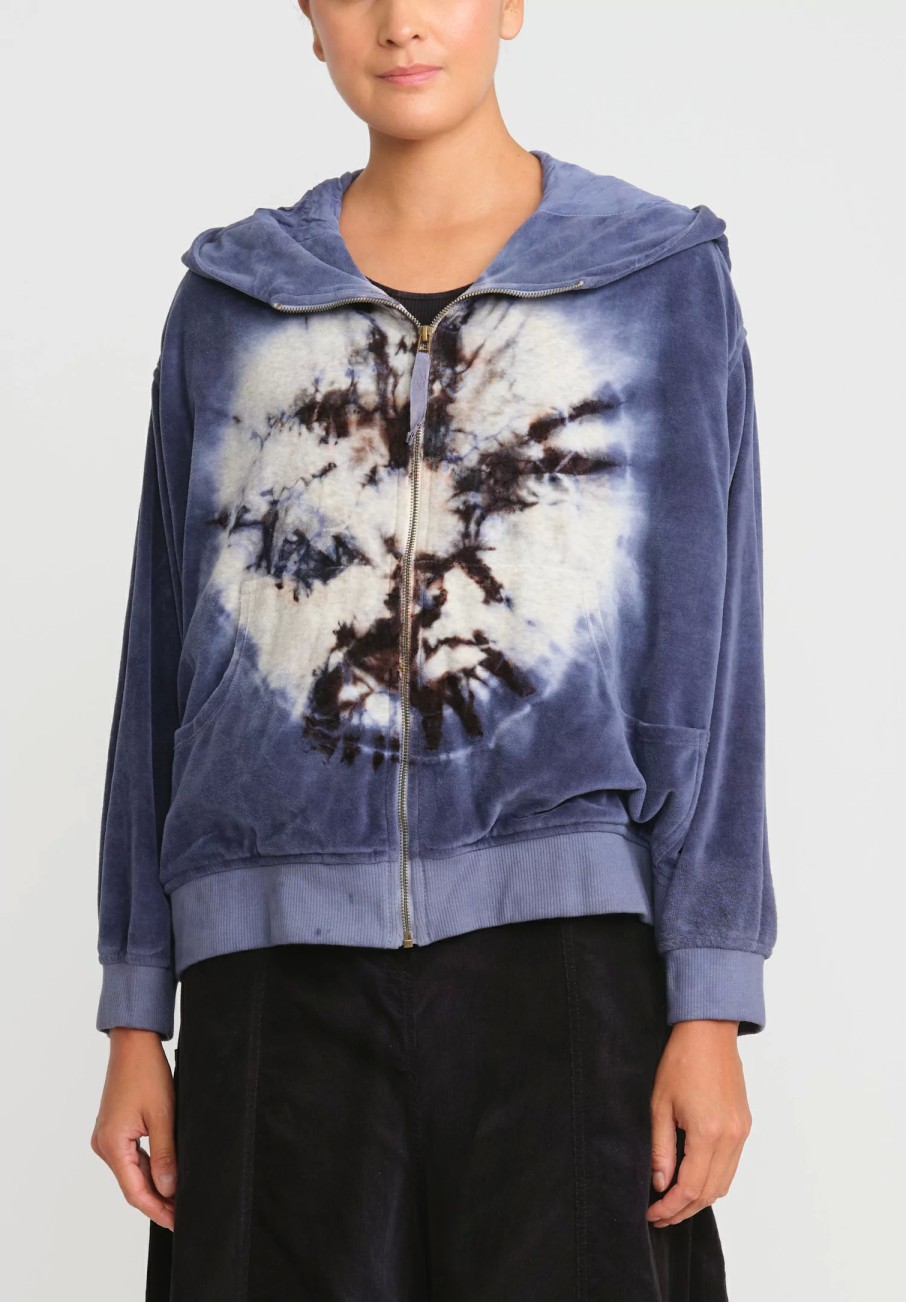 Gilda Midani Jackets | Pattern Dyed Mini Midani Hoodie In Indigo Blue Moon