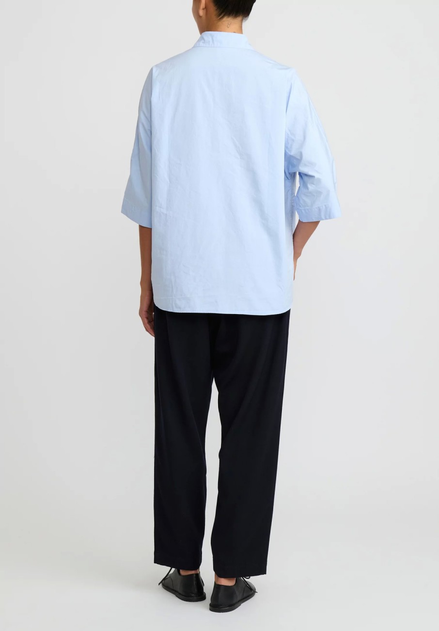 Casey Casey Shirts & Blouses | Cotton Waga Short Sleeve Shirt In Sky Blue