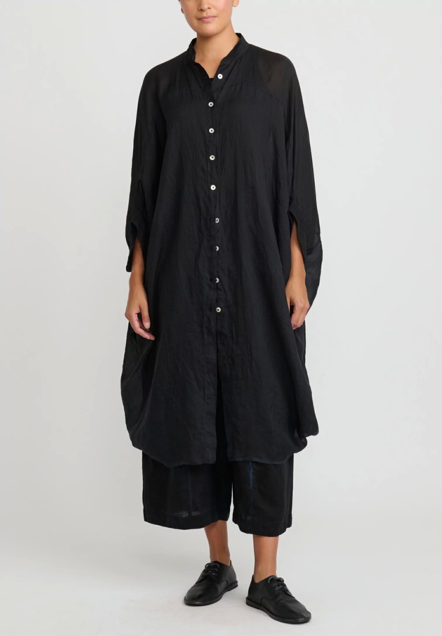 Gilda Midani Tunics | Solid Dyed Linen Square Tunic In Black