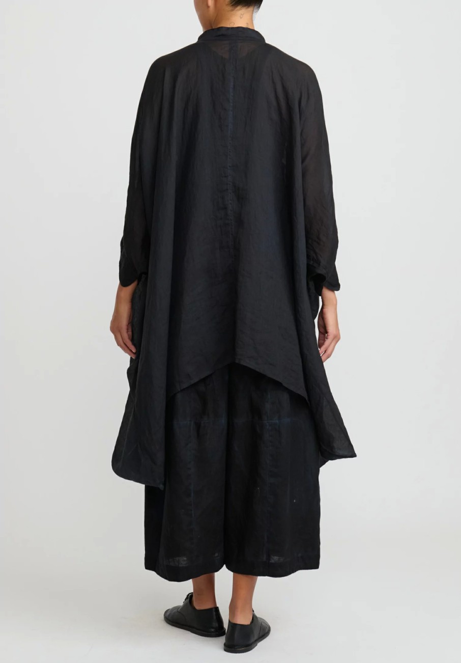 Gilda Midani Tunics | Solid Dyed Linen Square Tunic In Black