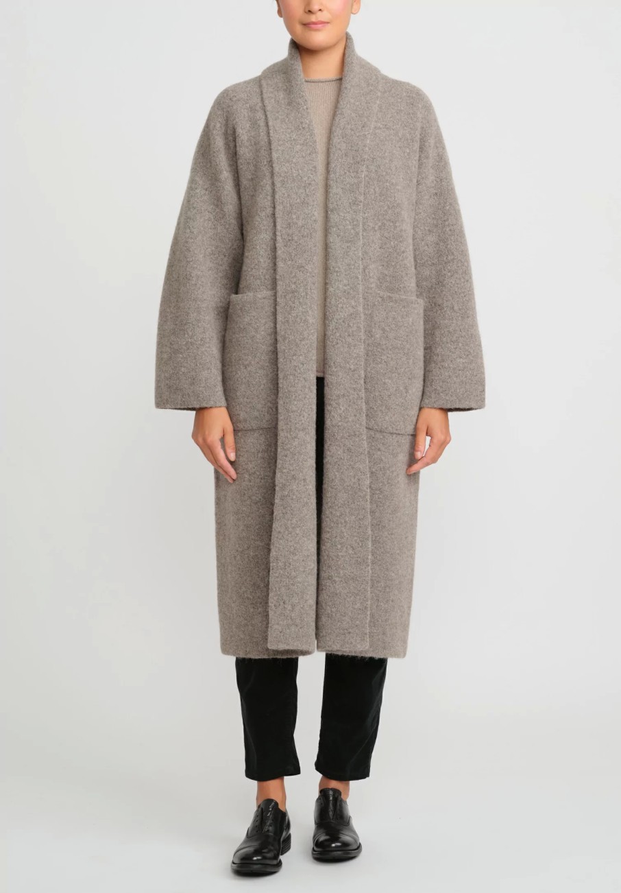 Lauren Manoogian Coats & Dusters | Double Face Long Coat In Granite Taupe