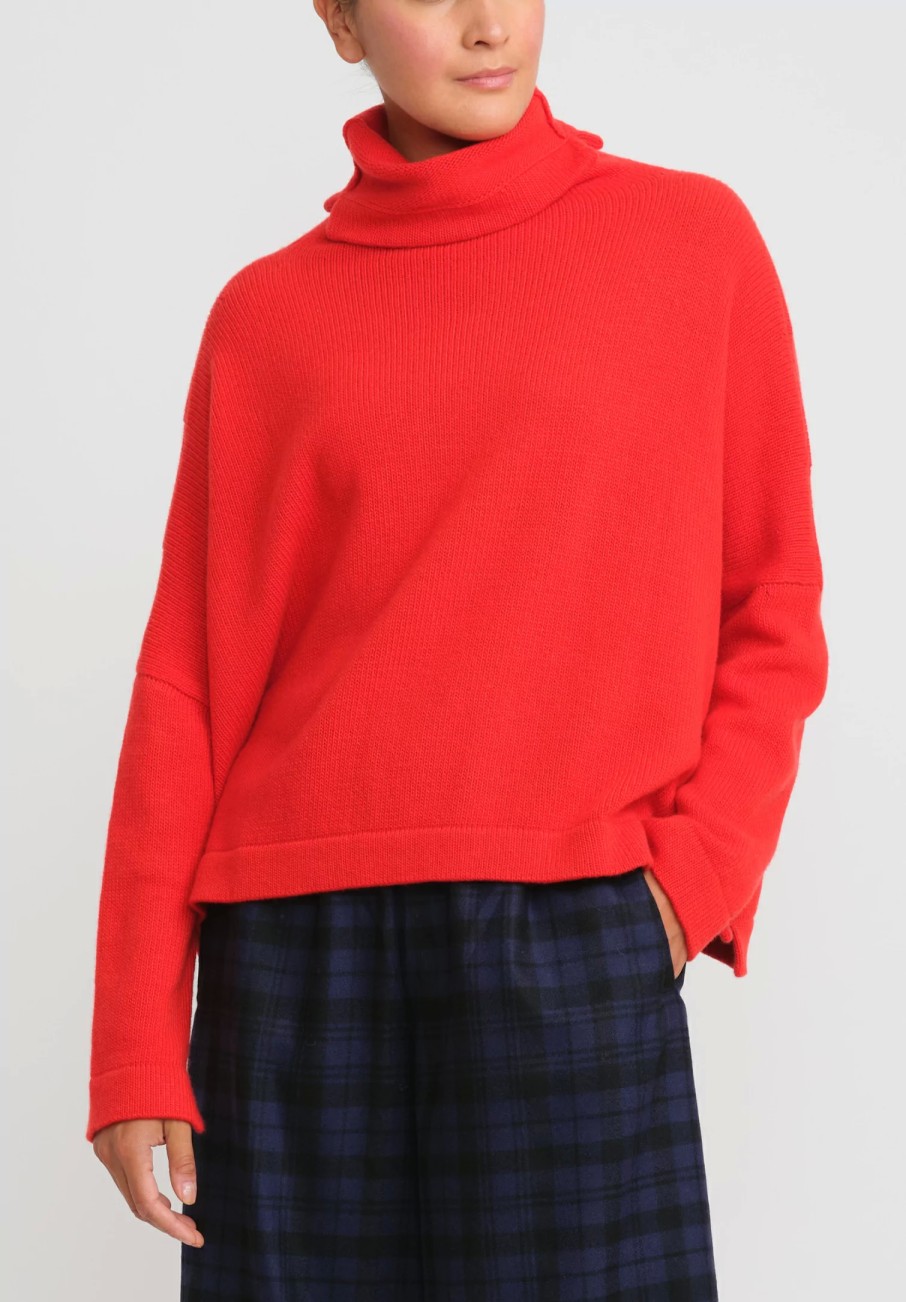 Daniela Gregis Knitwear | Cashmere Dolcevita Classic Turtleneck Sweater In Orange Red