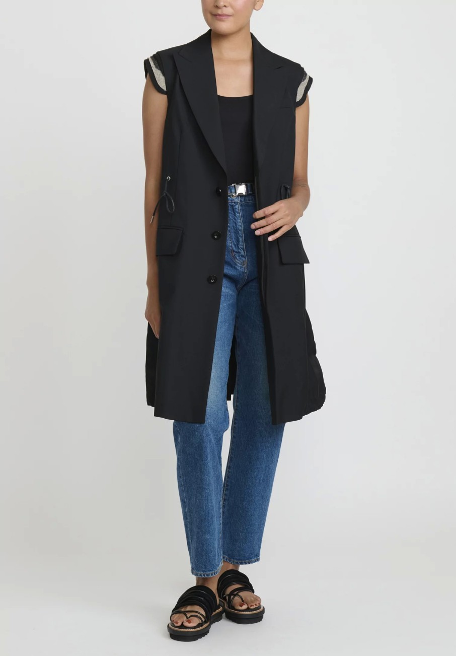 Sacai Jackets | Suiting Mix Vest In Black