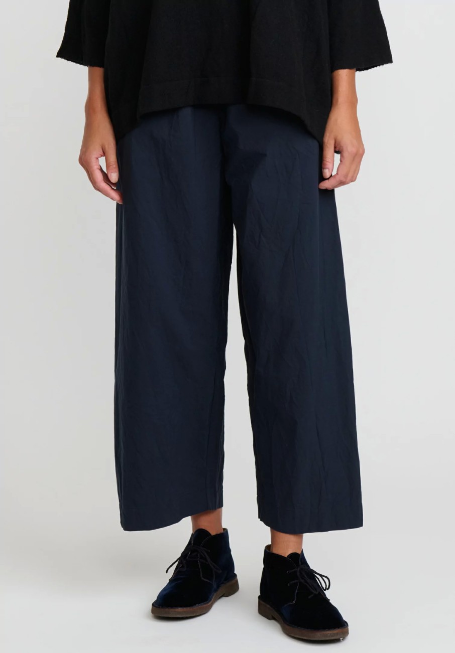 Daniela Gregis Pants | Washed Cotton Pigiama Fondo Stretto Pants In Dark Blue