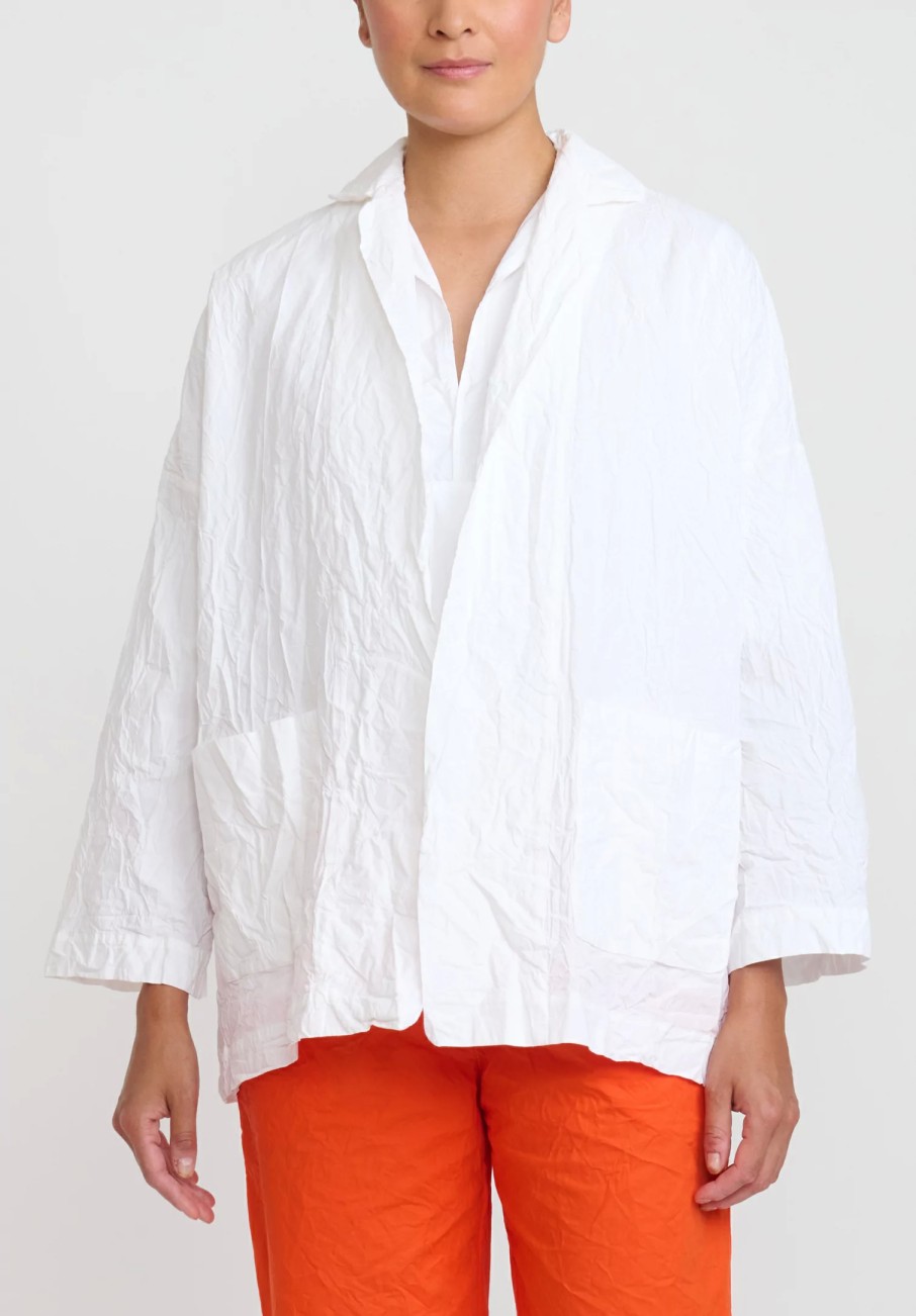 Daniela Gregis Jackets | Washed Cotton Giacca Gladiolo Rosella Jacket In Bianca White