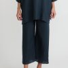 Shi Cashmere Pants | Shi Linen Cropped Pants In Navy Blue