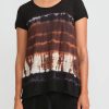 Gilda Midani Tops | Pattern Dyed Short Sleeve Monoprix Tee In Chocolate Brown Row