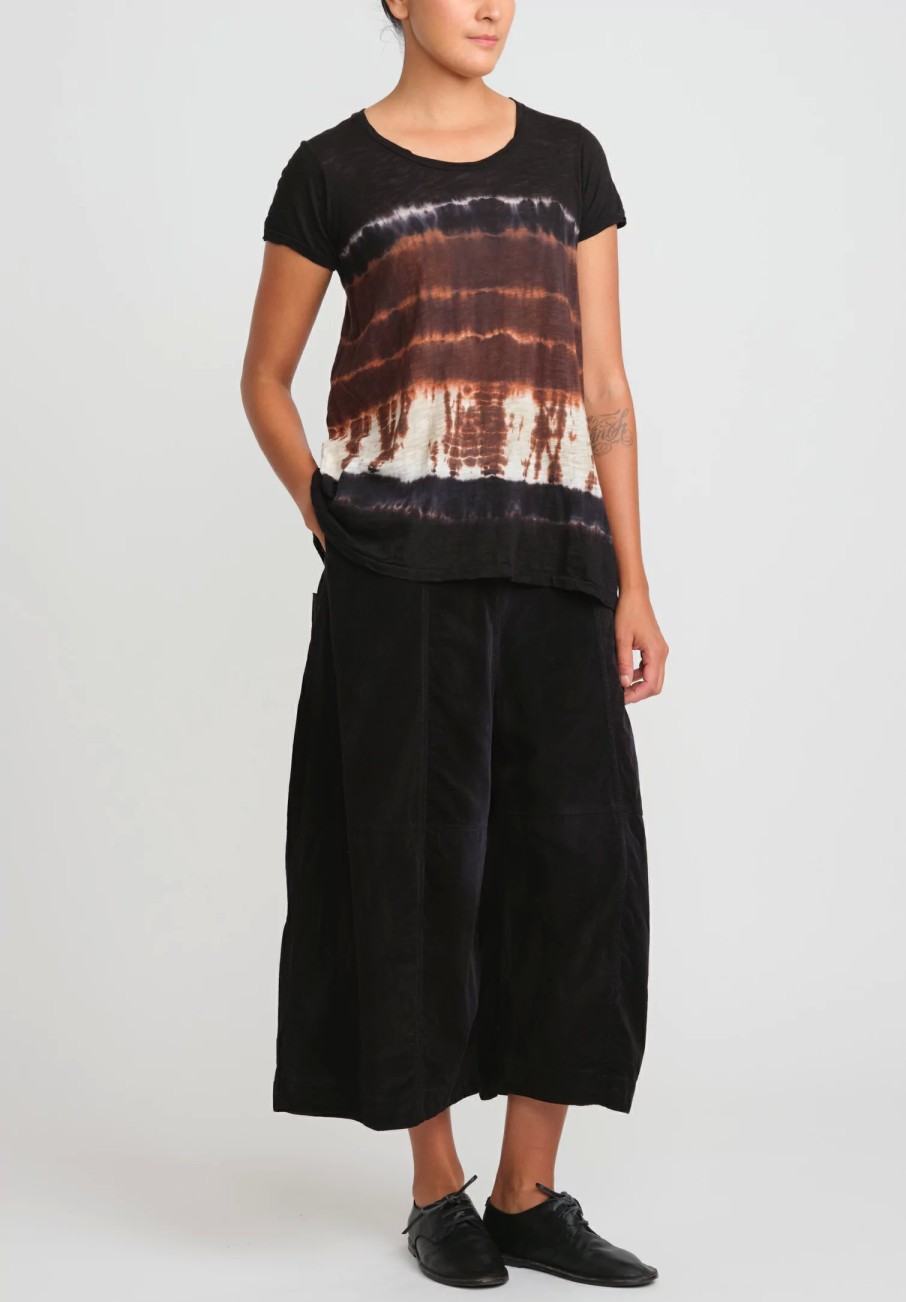 Gilda Midani Tops | Pattern Dyed Short Sleeve Monoprix Tee In Chocolate Brown Row