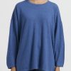 Hania New York Knitwear | Hania Cashmere Sasha Long Crewneck In Soft Denim