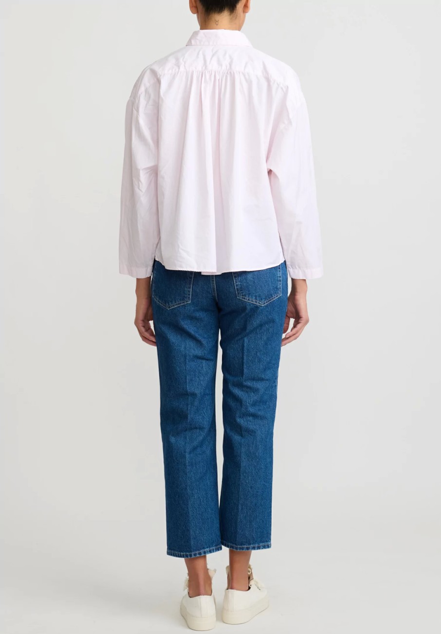 Bergfabel Shirts & Blouses | Washed Cotton Poplin Short Overshirt In Pale Pink