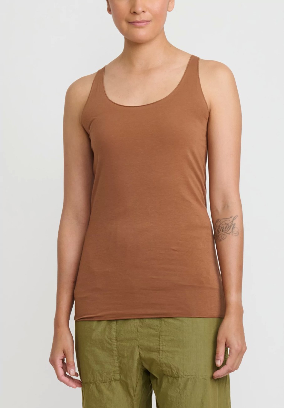 Album di Famiglia Tops | Cotton Canotta Tank Top In Pottery Brown