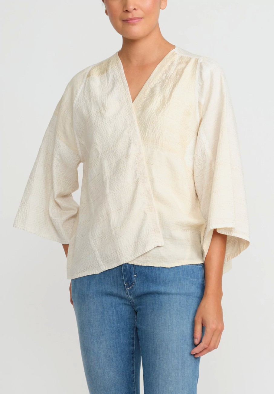 Mieko Mintz Jackets | 2-Layer Jaipur Cotton & Silk Bell Jacket In Ivory White