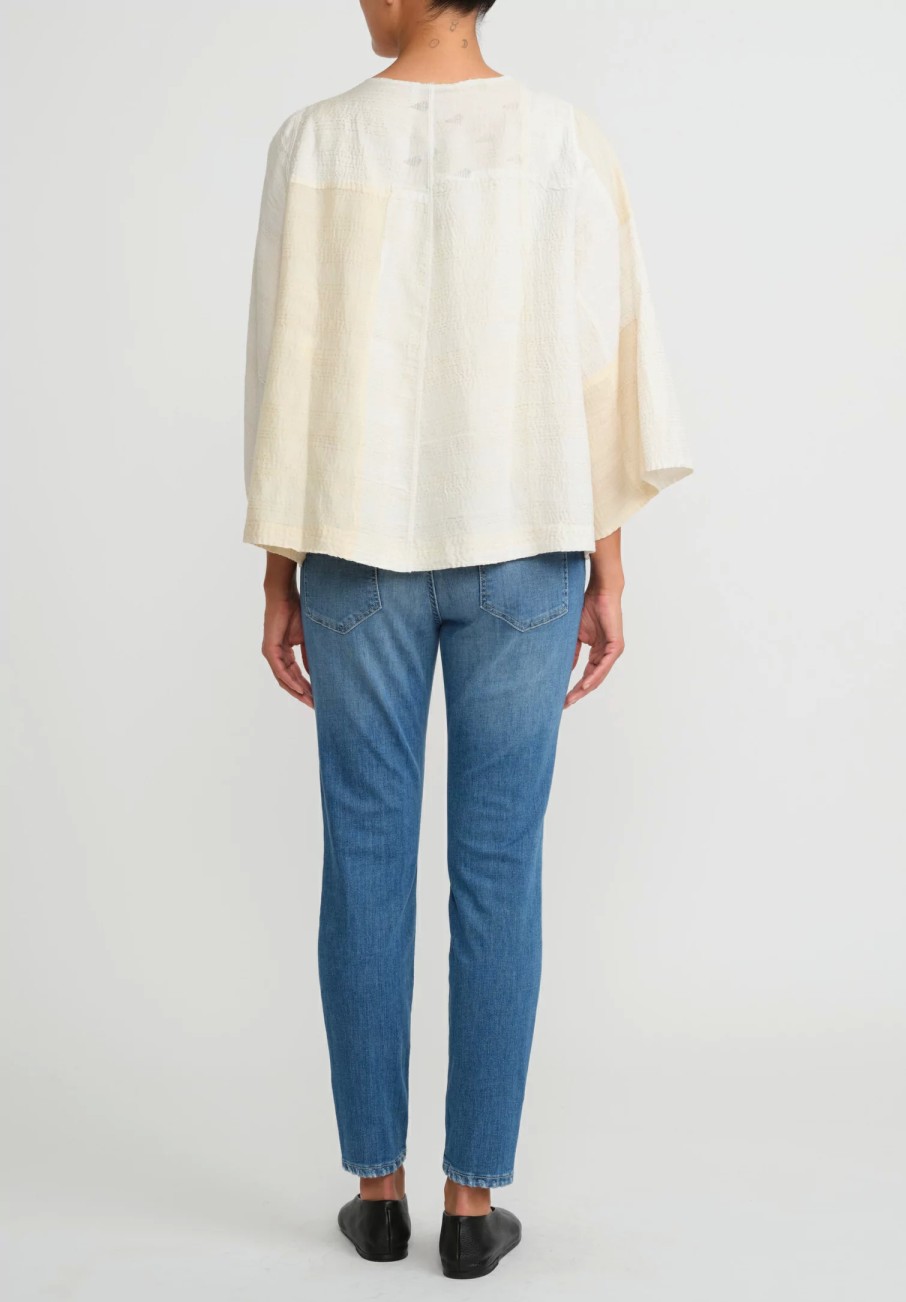 Mieko Mintz Jackets | 2-Layer Jaipur Cotton & Silk Bell Jacket In Ivory White